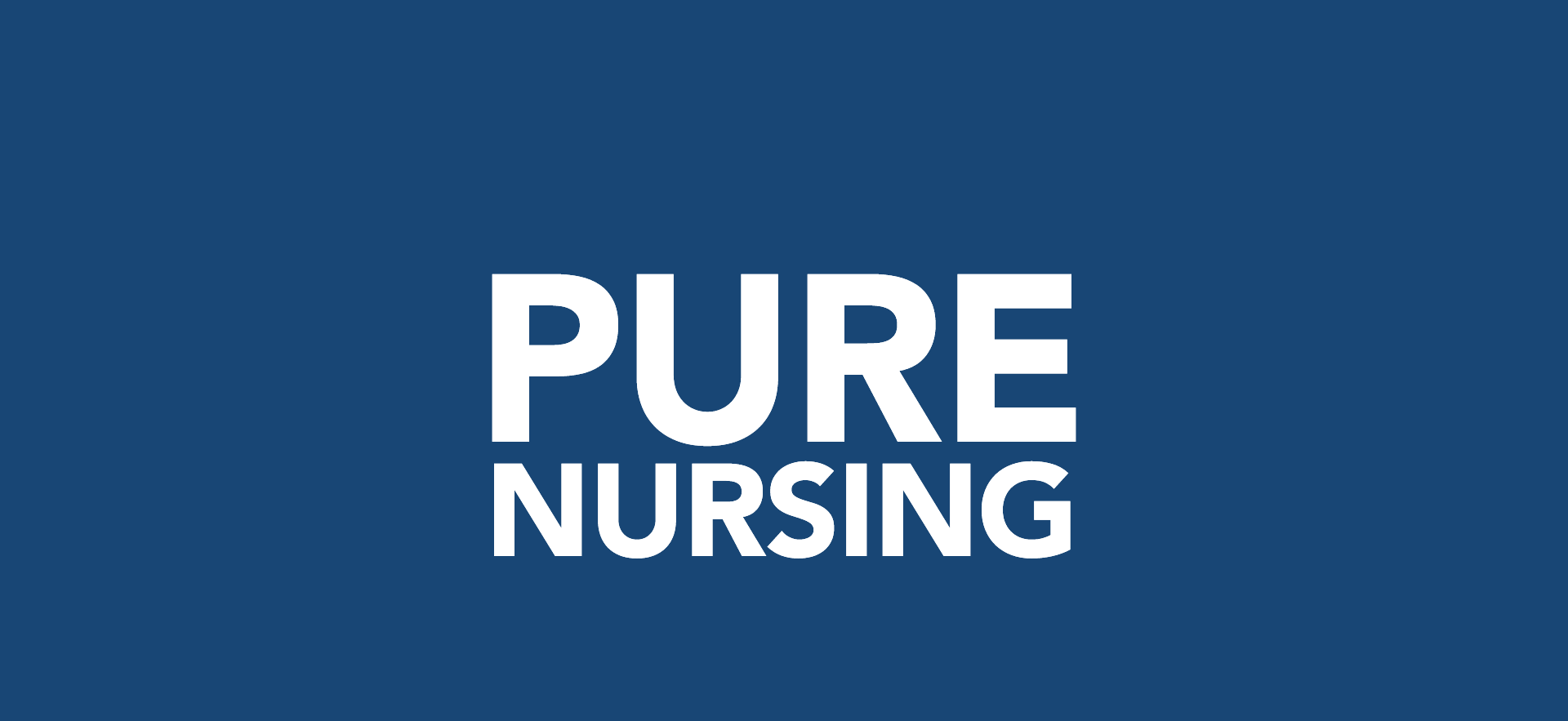 Text overlay on a solid blue background displaying the Galen College of Nursing slogan: 'PURE NURSING'.