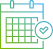 Icon of a calendar with a checkmark on it, signifying scheduling, events, or completion.