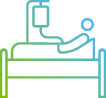 Icon of a patient lying in a hospital bed with an IV drip.