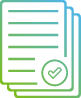 Icon of multiple documents or papers with a checkmark, indicating completion or approval.