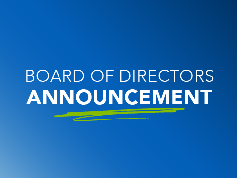 blue graphic that says Board of Directors Announcement