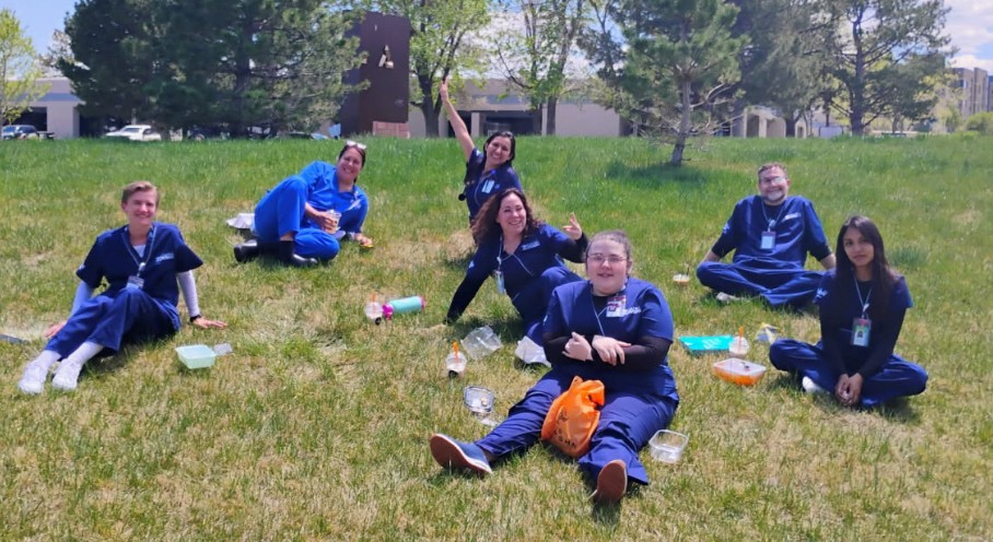 Shannah Flores and her classmates enjoy a break from clinicals.