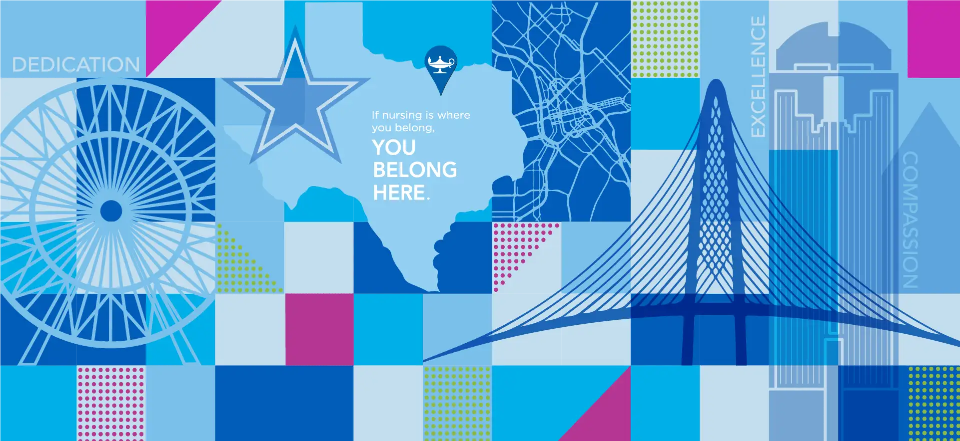 mural from the Galen College of Nursing Dallas campus with the phrase 