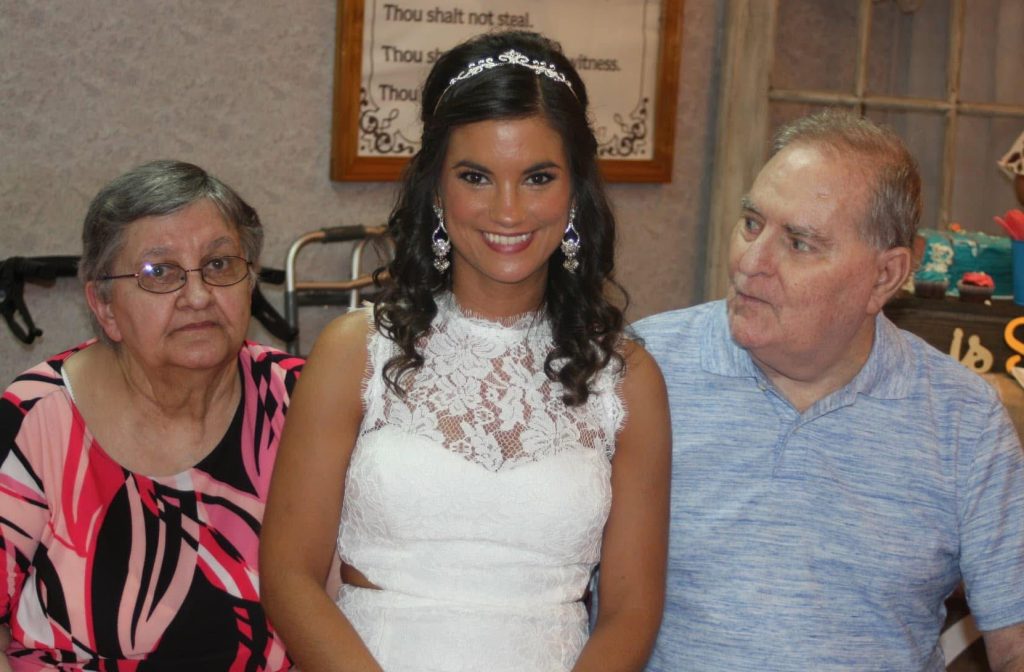 Rebecca Abner (Center), with grandparents Christene Belcher (left) and Harold Belcher (right)