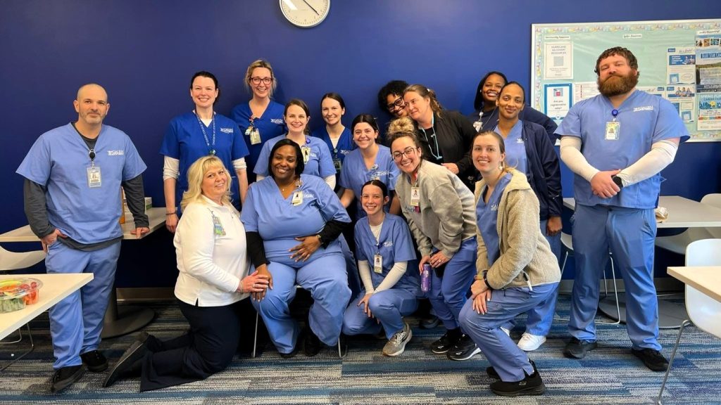 Photo of Kelly Raines with her fellow nursing students.