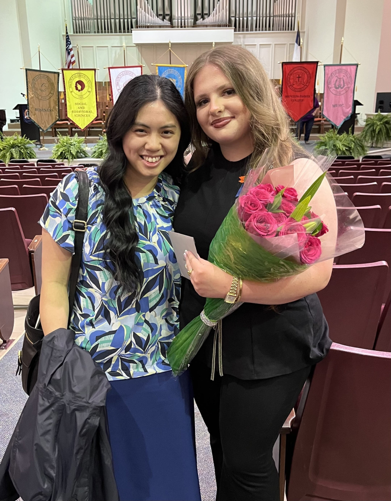 Laura Lee attends the pinning ceremony of a nursing student she mentored as a preceptor.