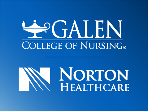Galen College of Nursing and Norton Healthcare logos on a blue graphic