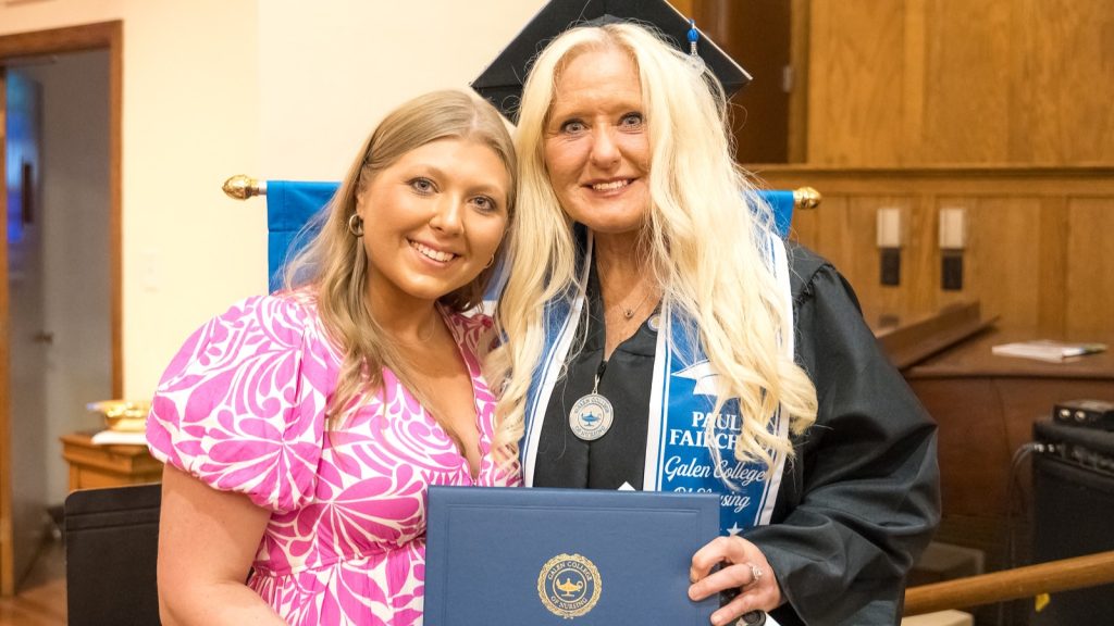 Paula Fairchild (right) with her daughter, a Galen graduate.